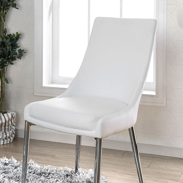 Izzy Silver/White Side Chair, White (2/CTN) - U&U Home Budget Furniture (Carteret, NJ)