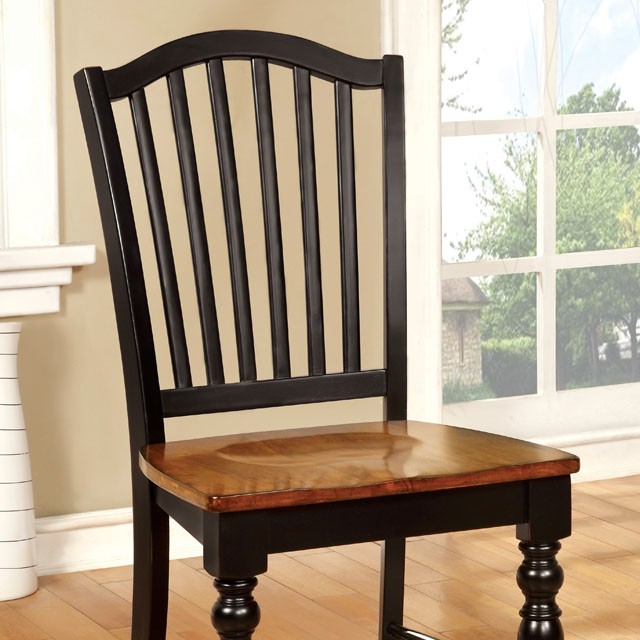 MAYVILLE Black/Antique Oak Side Chair (2/CTN) - U&U Home Budget Furniture (Carteret, NJ)
