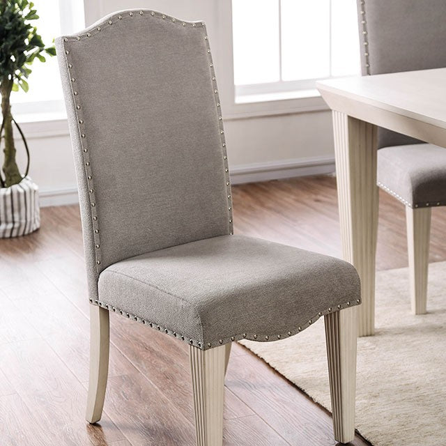 Daniella Gray/Antique White Side Chair (2/CTN) - U&U Home Budget Furniture (Carteret, NJ)