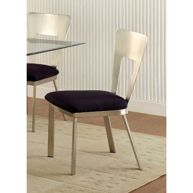 NOVA Silver/Black Side Chair (2/CTN) - U&U Home Budget Furniture (Carteret, NJ)