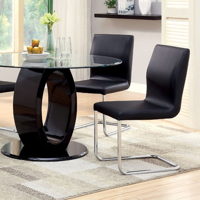 LODIA I Black Round Table - U&U Home Budget Furniture (Carteret, NJ)