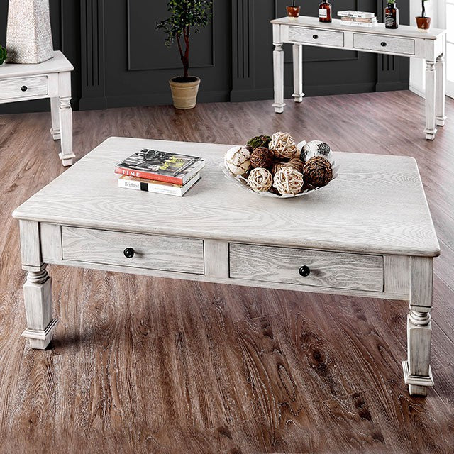 Joliet Antique White Coffee Table - U&U Home Budget Furniture (Carteret, NJ)
