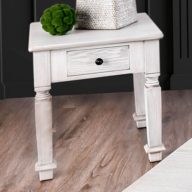 Joliet Antique White End Table - U&U Home Budget Furniture (Carteret, NJ)