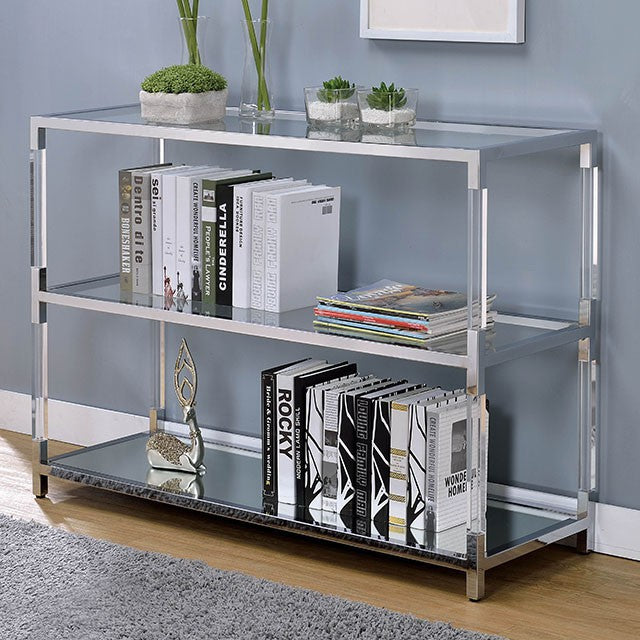 Ludvig Chrome/Clear Sofa Table - U&U Home Budget Furniture (Carteret, NJ)