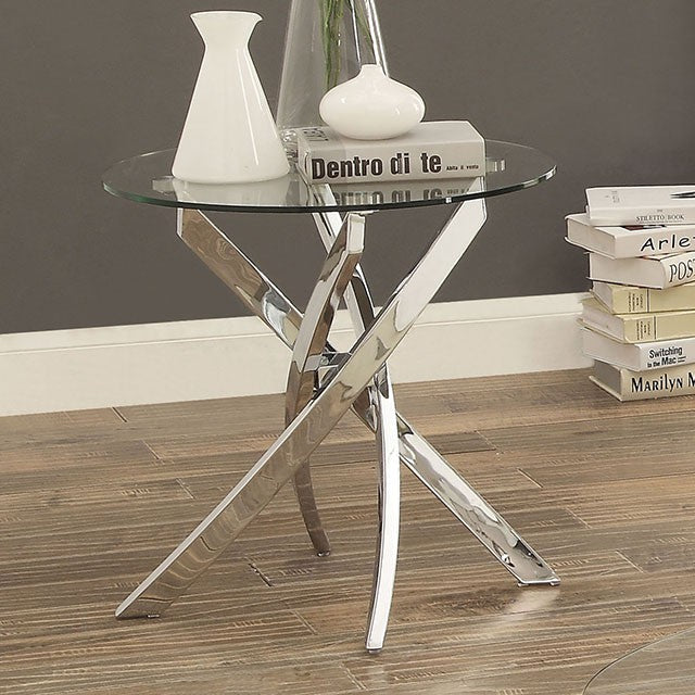 LAILA Chrome End Table - U&U Home Budget Furniture (Carteret, NJ)