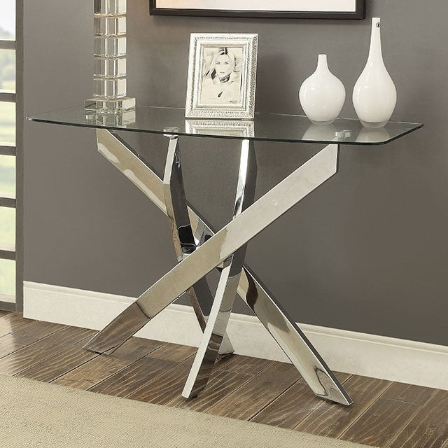 LAILA Chrome Sofa Table - U&U Home Budget Furniture (Carteret, NJ)