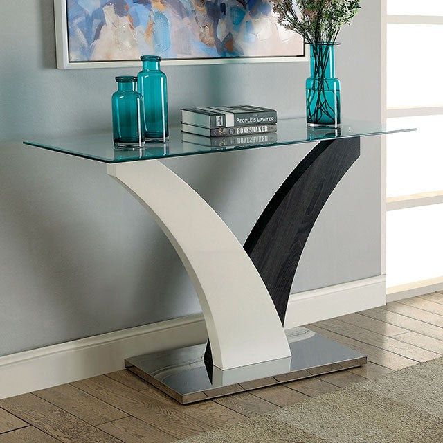 SLOANE White/Dark Gray/Chrome Sofa Table - U&U Home Budget Furniture (Carteret, NJ)