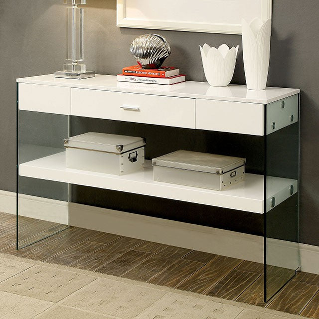 Raya White Sofa Table, White - U&U Home Budget Furniture (Carteret, NJ)