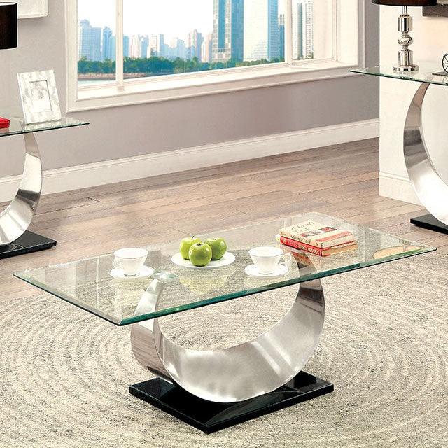 ORLA II Satin Plated/Black Coffee Table - U&U Home Budget Furniture (Carteret, NJ)