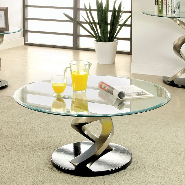 NOVA Satin Plated/Black Coffee Table - U&U Home Budget Furniture (Carteret, NJ)