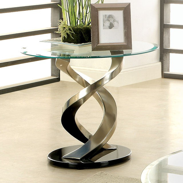 NOVA Satin Plated/Black End Table - U&U Home Budget Furniture (Carteret, NJ)
