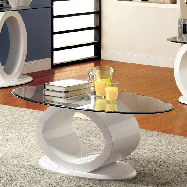 LODIA III White Coffee Table, White - U&U Home Budget Furniture (Carteret, NJ)
