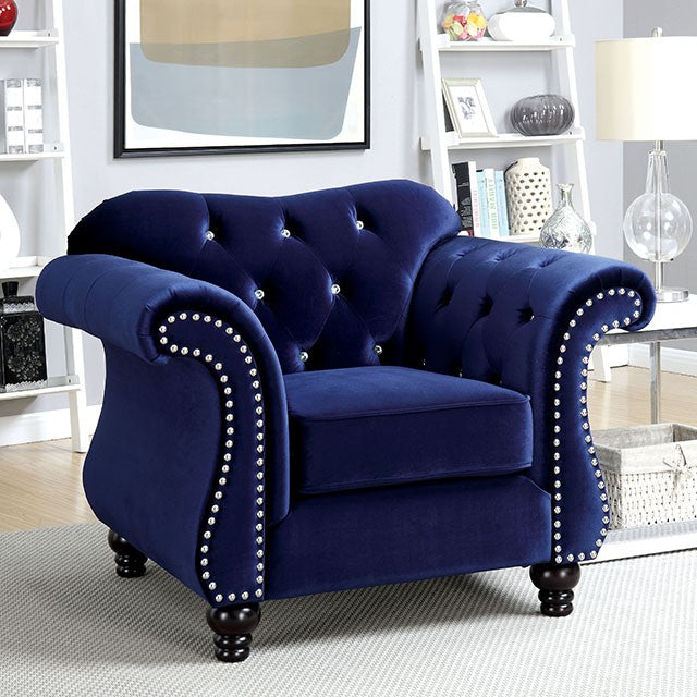 Jolanda Chair Blue & Grey - U&U Home Budget Furniture (Carteret, NJ)