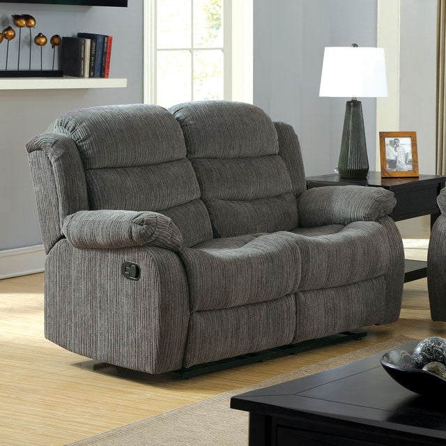 MILLVILLE Gray Love Seat w/ 2 Recliners - U&U Home Budget Furniture (Carteret, NJ)