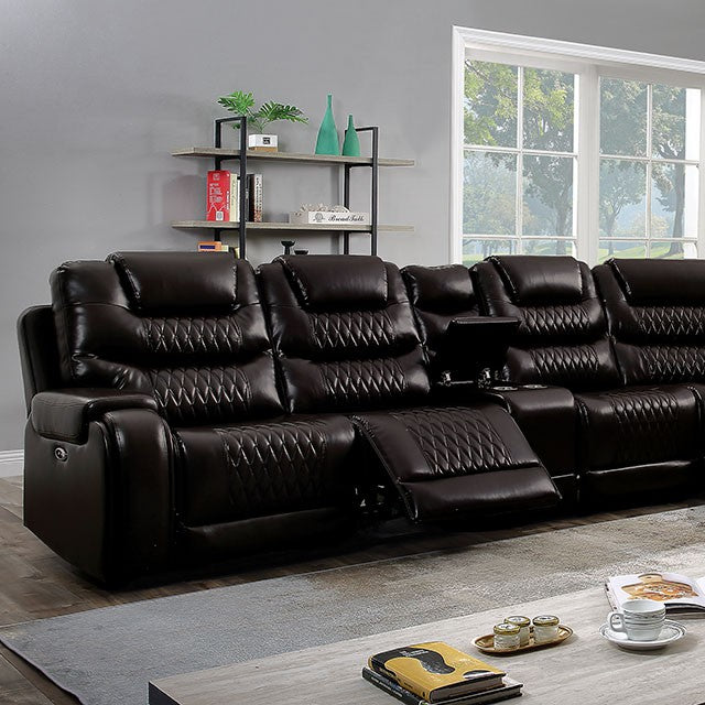 Mariah Power Sectional w/ Recliner Brown - U&U Home Budget Furniture (Carteret, NJ)