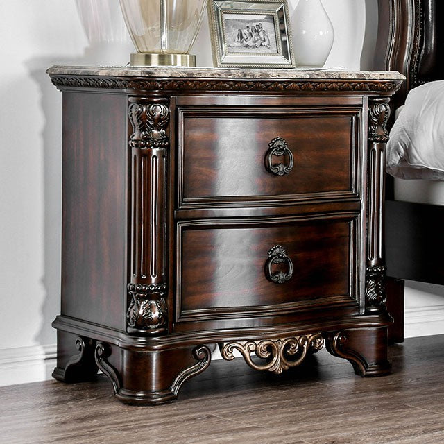 Menodora Brown Cherry Night Stand - U&U Home Budget Furniture (Carteret, NJ)
