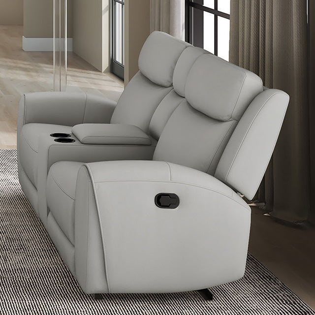 Jacobus Manual Recliner Loveseat w/ Console - U&U Home Budget Furniture (Carteret, NJ)