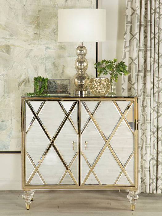 Astilbe 2-door Accent Cabinet Mirror and Champagne - U&U Home Budget Furniture (Carteret, NJ)