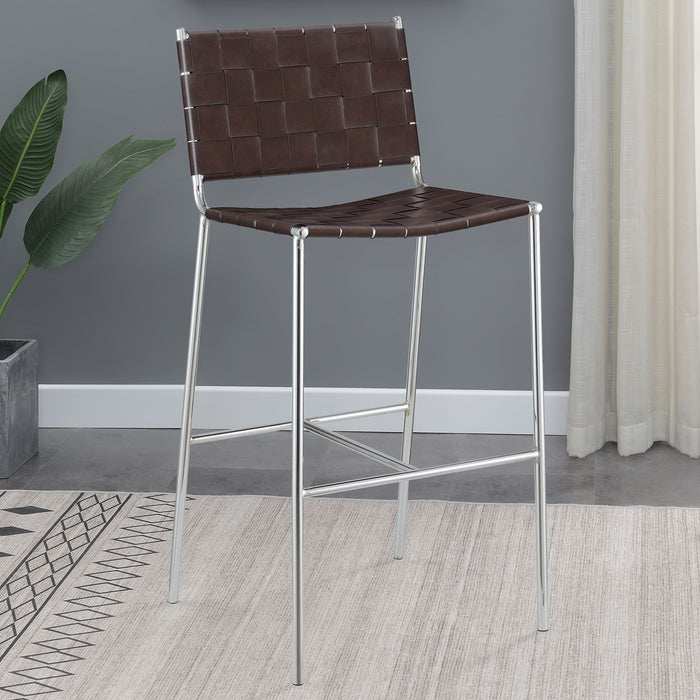 Adelaide Upholstered Bar Stool with Open Back Brown and Chrome - U&U Home Budget Furniture (Carteret, NJ)