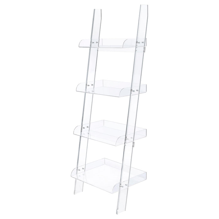 Amaturo 4-shelf Ladder Bookcase Clear - U&U Home Budget Furniture (Carteret, NJ)