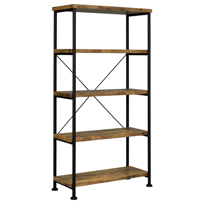 Analiese 4-shelf Bookcase Antique Nutmeg - U&U Home Budget Furniture (Carteret, NJ)
