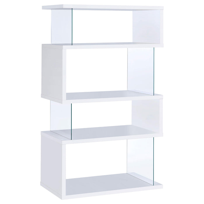 Emelle 4-tier Bookcase White and Clear - U&U Home Budget Furniture (Carteret, NJ)