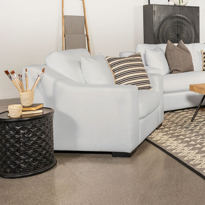 Ashlyn Upholstered Sloped Arms Chair White - U&U Home Budget Furniture (Carteret, NJ)