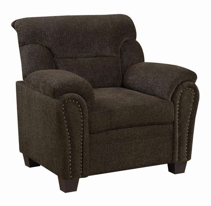 Clementine Upholstered Chair with Nailhead Trim Brown - U&U Home Budget Furniture (Carteret, NJ)