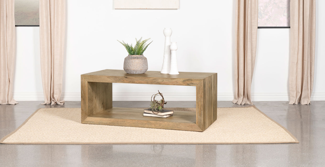 Benton Rectangular Solid Wood Coffee Table Natural - U&U Home Budget Furniture (Carteret, NJ)