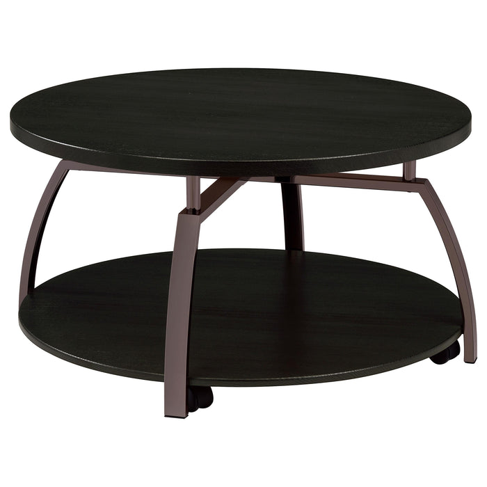 Dacre Round Coffee Table Dark Grey and Black Nickel - U&U Home Budget Furniture (Carteret, NJ)