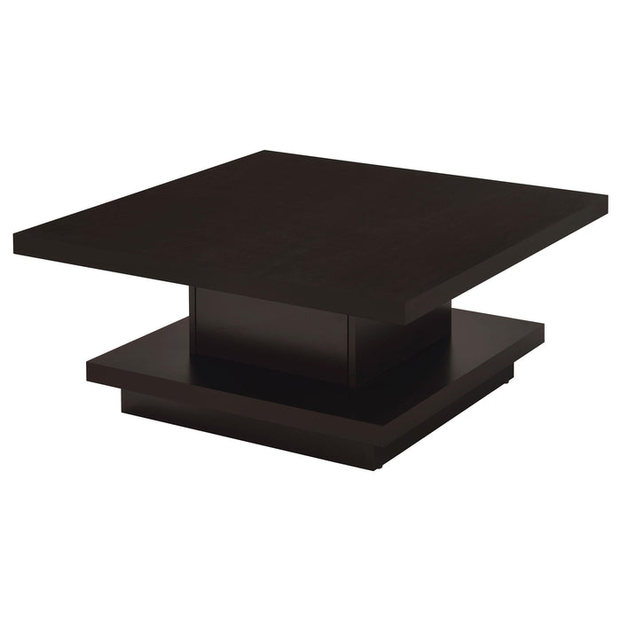 Reston Pedestal Square Coffee Table Cappuccino - U&U Home Budget Furniture (Carteret, NJ)