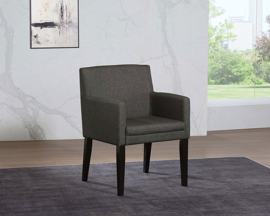 Catherine Upholstered Dining Arm Chair Charcoal Grey and Black (Set of 2) - U&U Home Budget Furniture (Carteret, NJ)