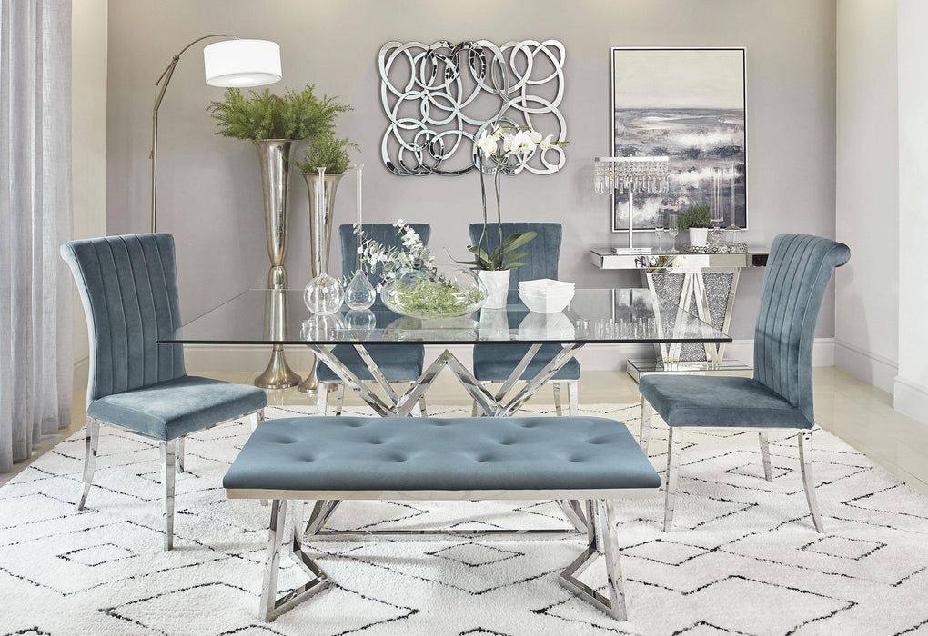 Beaufort 6-piece Dining Set Dark Grey and Chrome - U&U Home Budget Furniture (Carteret, NJ)