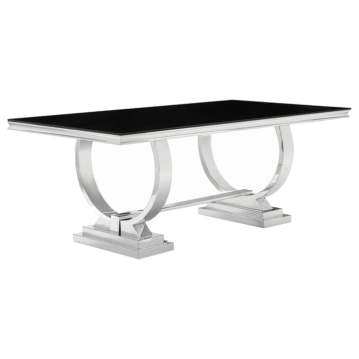 Antoine Rectangular Dining Table Chrome and Black - U&U Home Budget Furniture (Carteret, NJ)