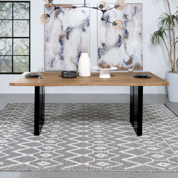 Bradshaw Rectangular Live Edge Dining Table Natural Acacia and Black - U&U Home Budget Furniture (Carteret, NJ)