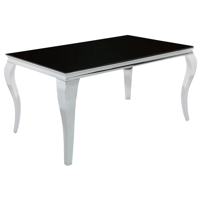 Carone Rectangular Dining Table Chrome and Black - U&U Home Budget Furniture (Carteret, NJ)