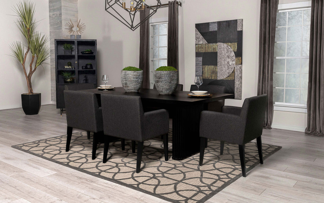 Catherine Rectangular Double Pedestal Dining Table Black - U&U Home Budget Furniture (Carteret, NJ)