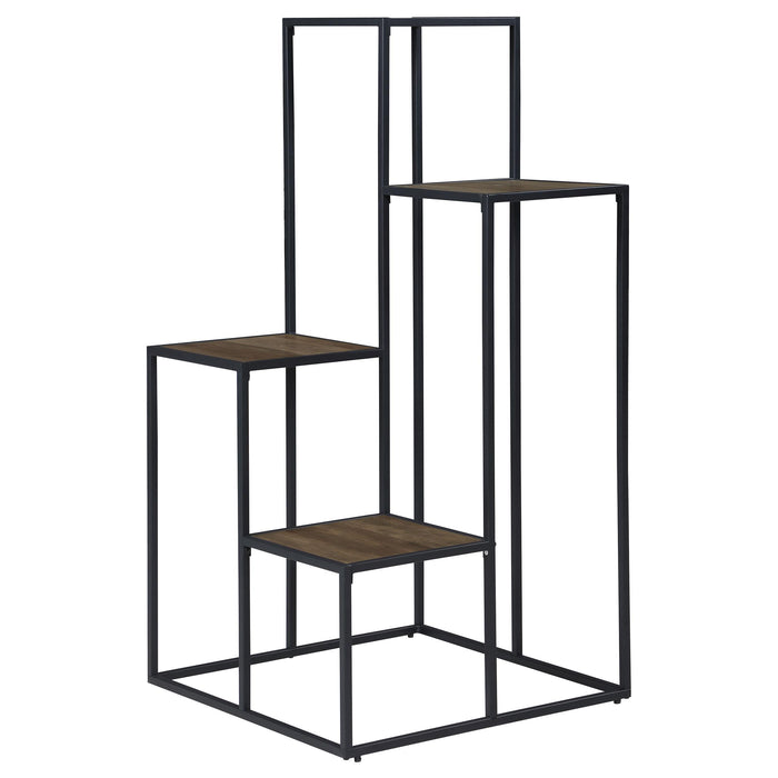 Rito 4-tier Display Shelf Rustic Brown and Black - U&U Home Budget Furniture (Carteret, NJ)