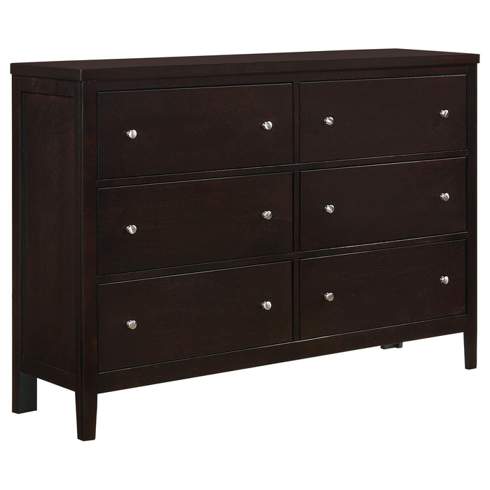 Carlton 6-drawer Rectangular Dresser Cappuccino - U&U Home Budget Furniture (Carteret, NJ)