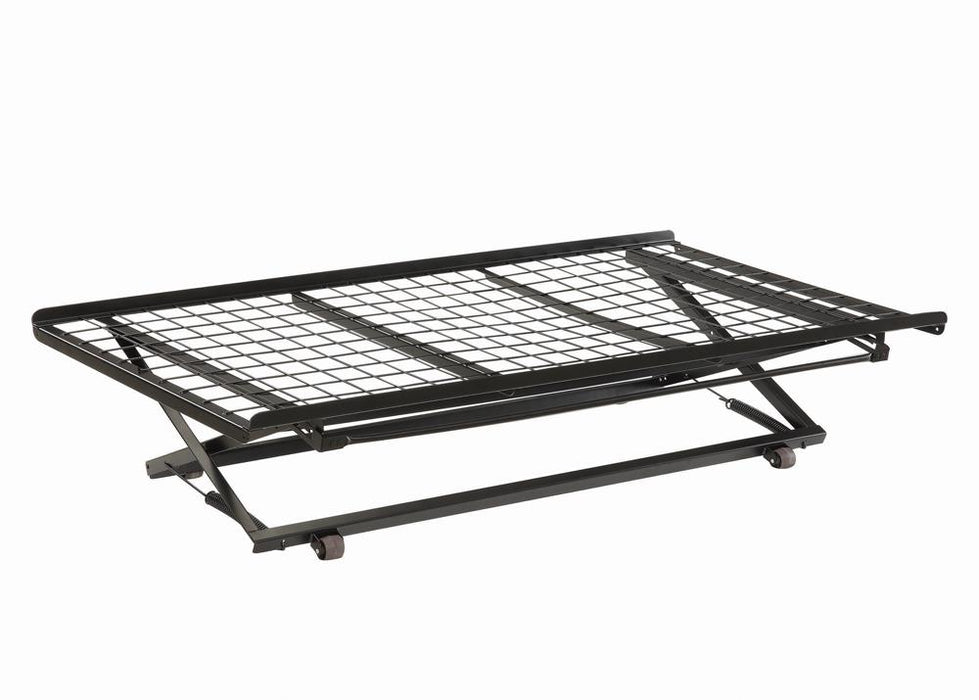 Ethan Twin Pop Up Trundle Bed with Rollers Black - U&U Home Budget Furniture (Carteret, NJ)