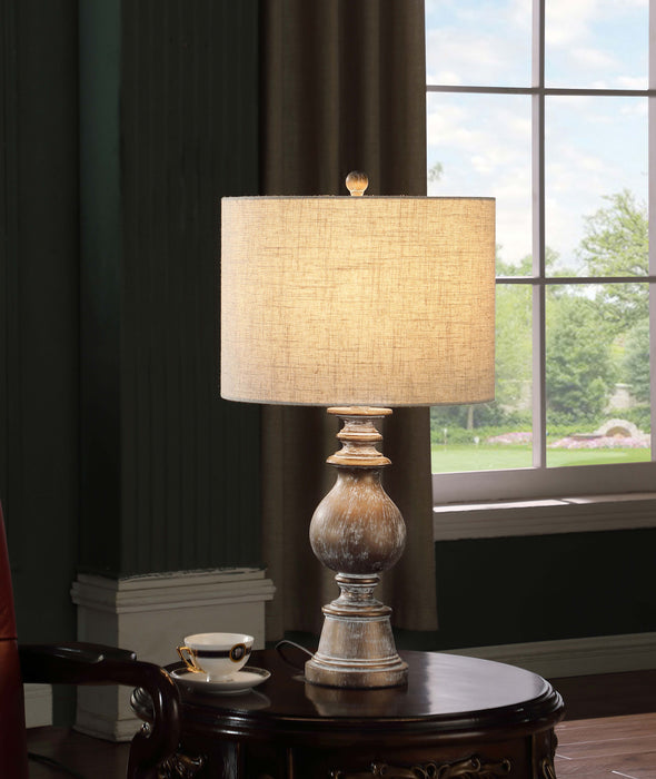 Brie Drum Shade Table Lamp Oatmeal and Antique Gold - U&U Home Budget Furniture (Carteret, NJ)