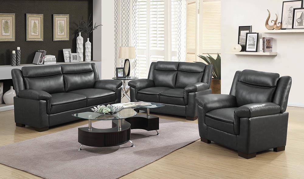 Arabella Upholstered Pillow Top Arm Living Room Set Grey - U&U Home Budget Furniture (Carteret, NJ)