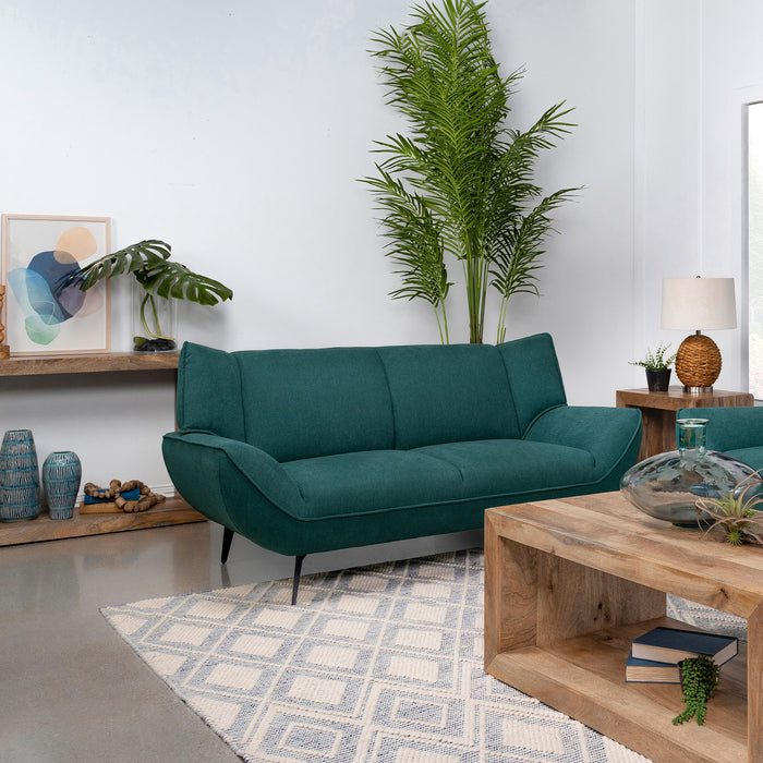 Acton Upholstered Flared Arm Loveseat Teal Blue - U&U Home Budget Furniture (Carteret, NJ)