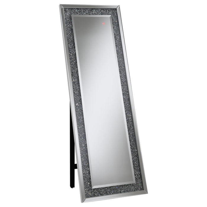 Carisi Rectangular Standing Mirror with LED Lighting Silver - U&U Home Budget Furniture (Carteret, NJ)
