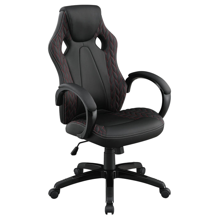 Carlos Arched Armrest Upholstered Office Chair Black - U&U Home Budget Furniture (Carteret, NJ)