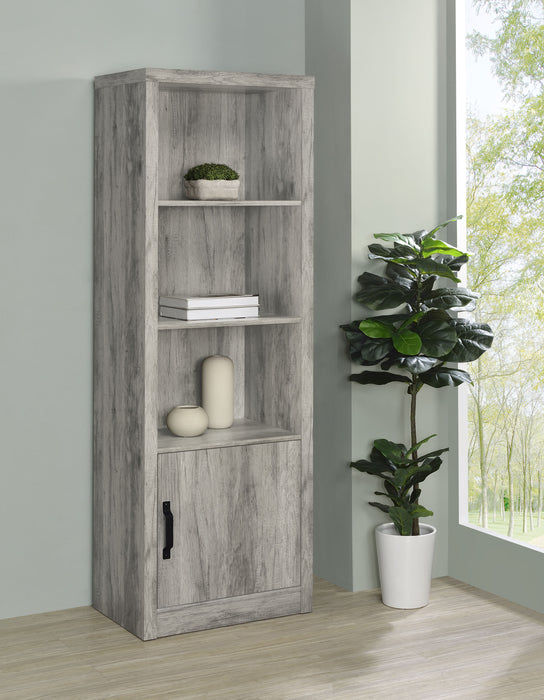 Burke 3-shelf Media Tower With Storage Cabinet Grey Driftwood - U&U Home Budget Furniture (Carteret, NJ)