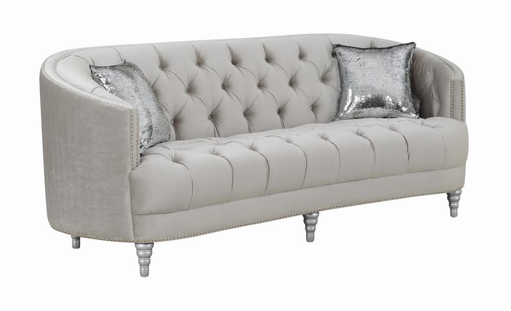 Avonlea Sloped Arm Tufted Sofa Grey - U&U Home Budget Furniture (Carteret, NJ)