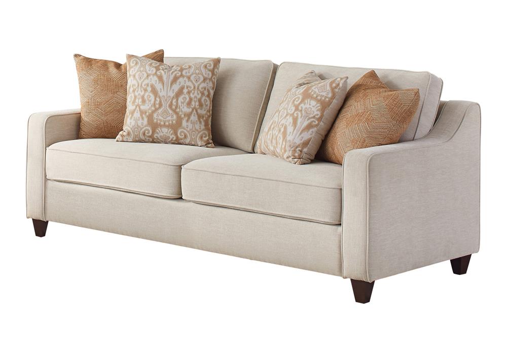 Christine Upholstered Cushion Back Sofa Beige - U&U Home Budget Furniture (Carteret, NJ)