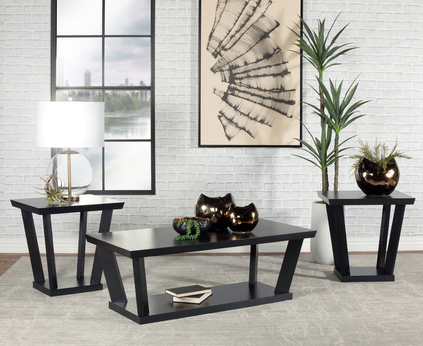 Aminta 3-piece Occasional Set with Open Shelves Black - U&U Home Budget Furniture (Carteret, NJ)