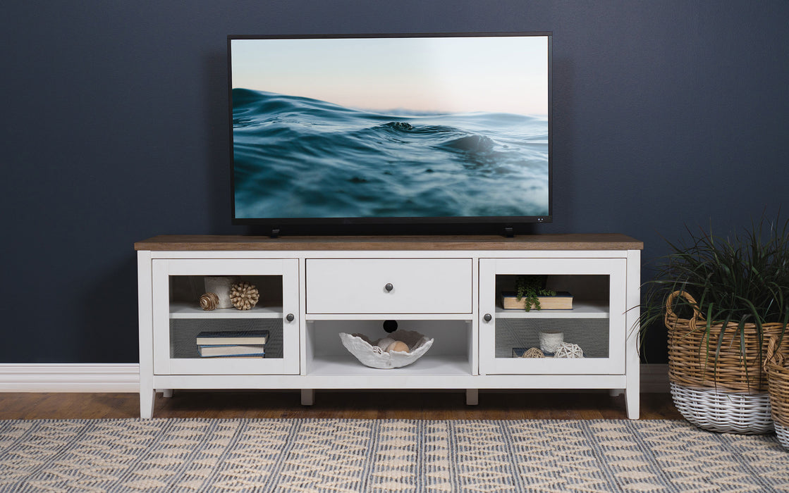 Angela 2-door Wooden 67" TV Stand Brown and White - U&U Home Budget Furniture (Carteret, NJ)